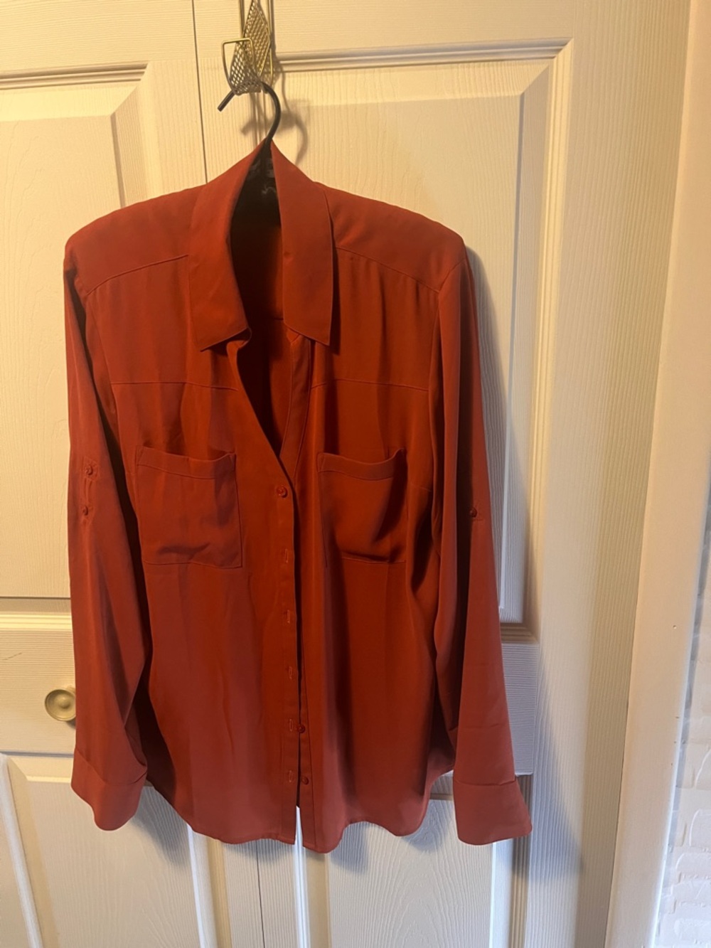 Express Rust-Red Button Front Blouse